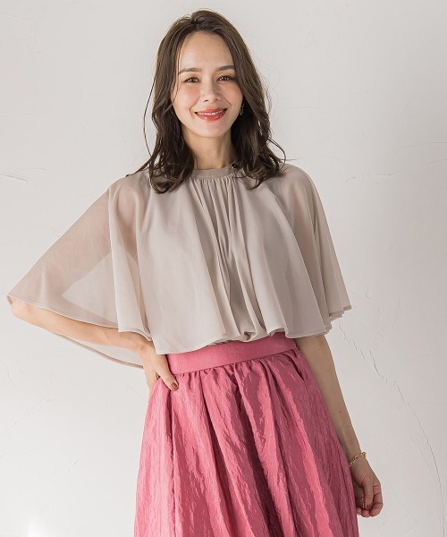 Viaggio Blu(ビアッジョブルー)の「シフォンケーププルオーバー≪洗濯機で洗える≫(Tシャツ/カットソー・レディース・ネイビー/ブルー系その他/ベージュ/ホワイト・M)」の16枚目の写真