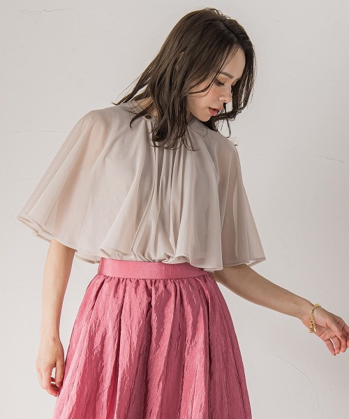 Viaggio Blu(ビアッジョブルー)の「シフォンケーププルオーバー≪洗濯機で洗える≫(Tシャツ/カットソー・レディース・ネイビー/ブルー系その他/ベージュ/ホワイト・M)」の17枚目の写真