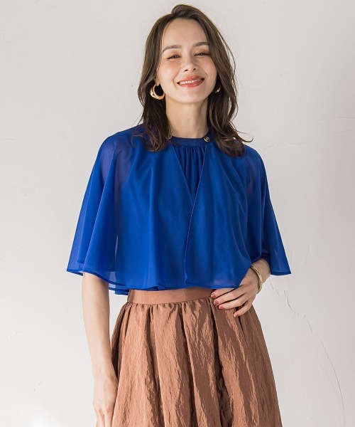 Viaggio Blu(ビアッジョブルー)の「シフォンケーププルオーバー≪洗濯機で洗える≫(Tシャツ/カットソー・レディース・ネイビー/ブルー系その他/ベージュ/ホワイト・M)」の21枚目の写真