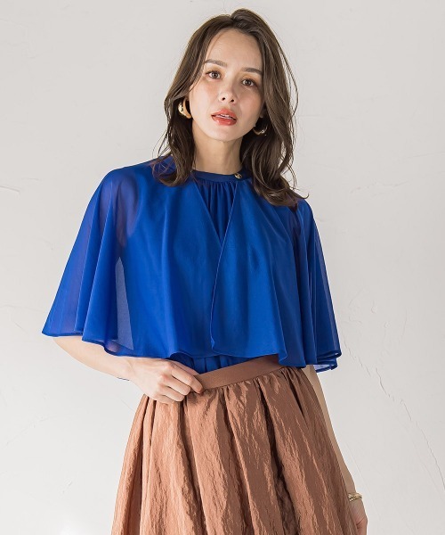 Viaggio Blu(ビアッジョブルー)の「シフォンケーププルオーバー≪洗濯機で洗える≫(Tシャツ/カットソー・レディース・ネイビー/ブルー系その他/ベージュ/ホワイト・M)」の22枚目の写真