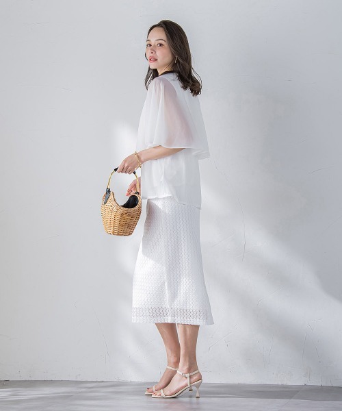 Viaggio Blu(ビアッジョブルー)の「シフォンケーププルオーバー≪洗濯機で洗える≫(Tシャツ/カットソー・レディース・ネイビー/ブルー系その他/ベージュ/ホワイト・M)」の11枚目の写真