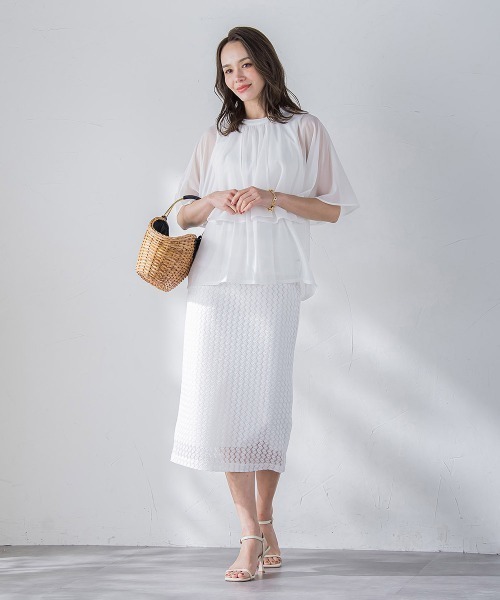 Viaggio Blu(ビアッジョブルー)の「シフォンケーププルオーバー≪洗濯機で洗える≫(Tシャツ/カットソー・レディース・ネイビー/ブルー系その他/ベージュ/ホワイト・M)」の14枚目の写真