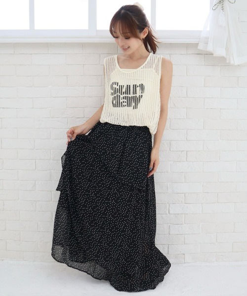 CECIL McBEE(セシルマクビー)の「ドットアシメフリルスカート(スカート・レディース・アイボリー/ブラック・MEDIUM)」の1枚目の写真