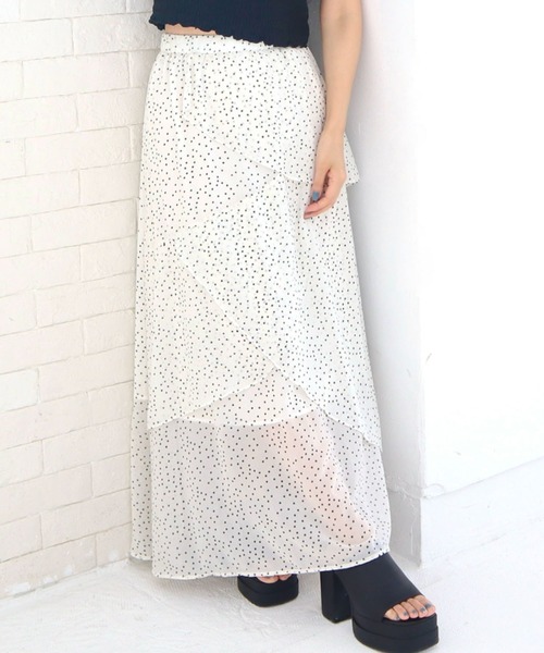 CECIL McBEE(セシルマクビー)の「ドットアシメフリルスカート(スカート・レディース・アイボリー/ブラック・MEDIUM)」の3枚目の写真