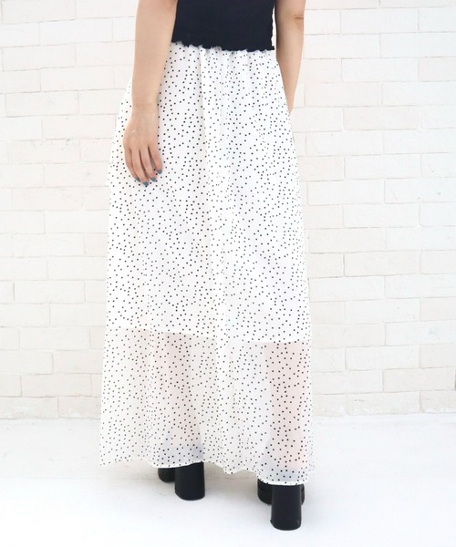 CECIL McBEE(セシルマクビー)の「ドットアシメフリルスカート(スカート・レディース・アイボリー/ブラック・MEDIUM)」の6枚目の写真