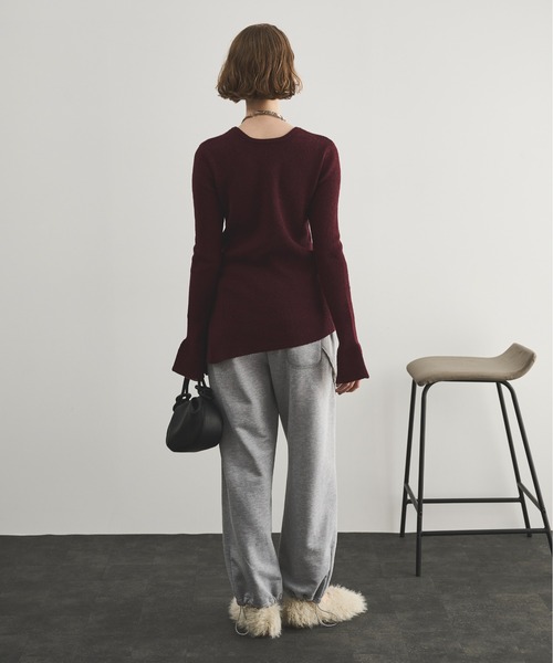 セール】カットディテールスラブニットトップス（ニット/セーター