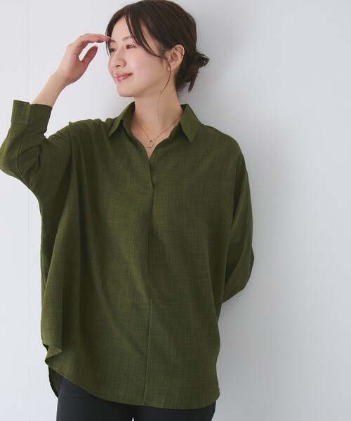 Jayro(ジャイロ)の「麻ライクスキッパーブラウス(シャツ/ブラウス・レディース・ブルー/グリーン/ネイビー/パープル・FREE)」の5枚目の写真