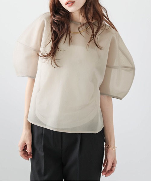 AMELY(エミリー)の「シアープルオーバートップス(Tシャツ/カットソー・レディース・ベージュ/ホワイト/ブラック・フリー)」の15枚目の写真