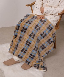 emesuelee | 4way エコファー 裏ボア ブランケット 70×100 無地 チェック柄(ブランケット)