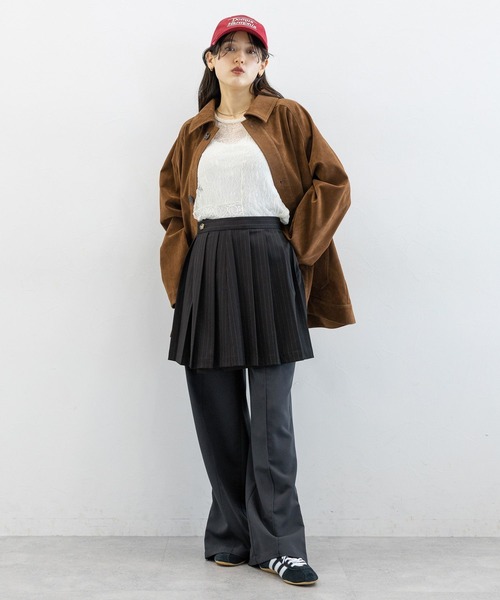 RAGEBLUE（レイジブルー）の「ストライプ/レイヤードプリーツミニスカート（スカート・レディース・ブラック・FREE）」の2枚目の写真