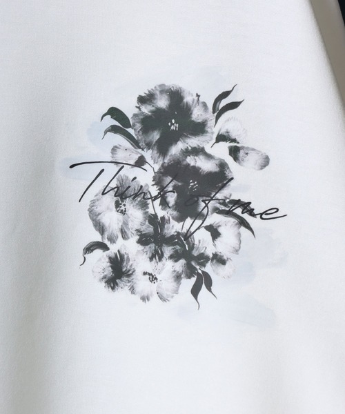 セール】Ponte Fabric Flower Graphic Print SweatShirt/ポンチ