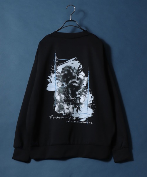 セール】Ponte Fabric Flower Graphic Print SweatShirt/ポンチ