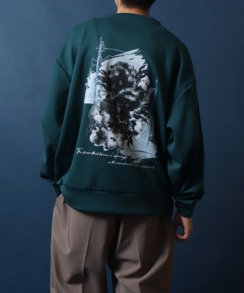 ANPAS(アンパス)の「Ponte Fabric Flower Graphic Print SweatShirt/ポンチ 花柄 グラフィックプリント オーバーサイズ スウェット トレーナー トップス メンズ レディース(スウェット・メンズ・ブラック/ダークグリーン/ホワイト・M/L)」の21枚目の写真