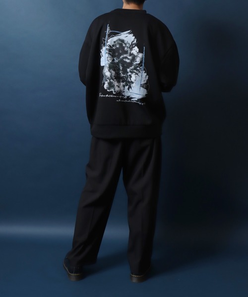 ANPAS(アンパス)の「Ponte Fabric Flower Graphic Print SweatShirt/ポンチ 花柄 グラフィックプリント オーバーサイズ スウェット トレーナー トップス メンズ レディース(スウェット・メンズ・ブラック/ダークグリーン/ホワイト・M/L)」の14枚目の写真