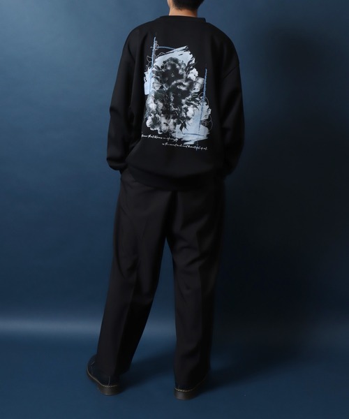 ANPAS(アンパス)の「Ponte Fabric Flower Graphic Print SweatShirt/ポンチ 花柄 グラフィックプリント オーバーサイズ スウェット トレーナー トップス メンズ レディース(スウェット・メンズ・ブラック/ダークグリーン/ホワイト・M/L)」の13枚目の写真