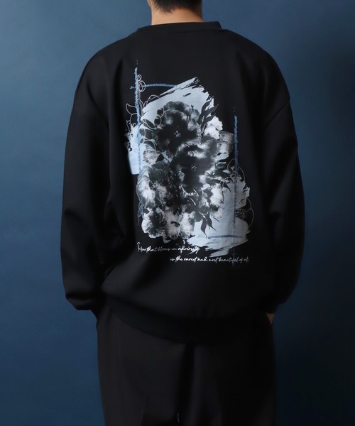ANPAS(アンパス)の「Ponte Fabric Flower Graphic Print SweatShirt/ポンチ 花柄 グラフィックプリント オーバーサイズ スウェット トレーナー トップス メンズ レディース(スウェット・メンズ・ブラック/ダークグリーン/ホワイト・M/L)」の16枚目の写真
