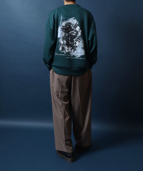 ANPAS(アンパス)の「Ponte Fabric Flower Graphic Print SweatShirt/ポンチ 花柄 グラフィックプリント オーバーサイズ スウェット トレーナー トップス メンズ レディース(スウェット・メンズ・ブラック/ダークグリーン/ホワイト・M/L)」の18枚目の写真