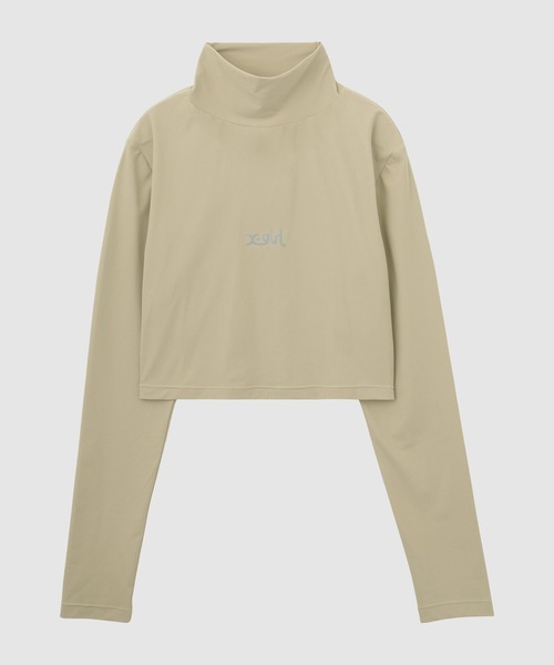 X-girl SPORTS(エックスガールスポーツ)の「HIGH NECK SHORT LS TOP(Tシャツ/カットソー・レディース・ブラック/ベージュ・MEDIUM/LARGE)」の1枚目の写真