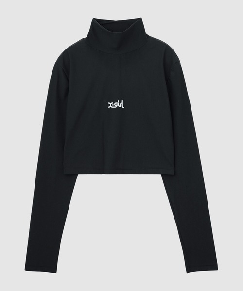 X-girl SPORTS(エックスガールスポーツ)の「HIGH NECK SHORT LS TOP(Tシャツ/カットソー・レディース・ブラック/ベージュ・MEDIUM/LARGE)」の2枚目の写真