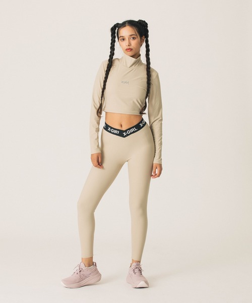 X-girl SPORTS(エックスガールスポーツ)の「HIGH NECK SHORT LS TOP(Tシャツ/カットソー・レディース・ブラック/ベージュ・MEDIUM/LARGE)」の4枚目の写真
