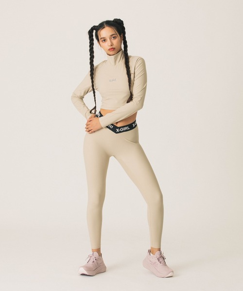 X-girl SPORTS(エックスガールスポーツ)の「HIGH NECK SHORT LS TOP(Tシャツ/カットソー・レディース・ブラック/ベージュ・MEDIUM/LARGE)」の5枚目の写真