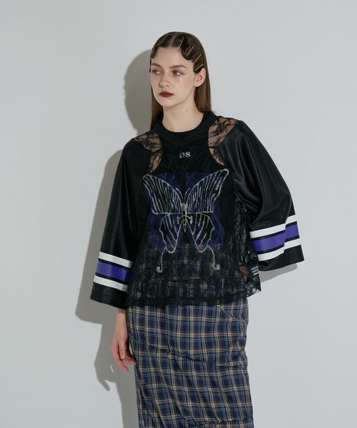 ANNA SUI NYC(アナ スイ エヌ ワイ シー)の「バタフライプリントゲームシャツ(Tシャツ/カットソー・レディース・ブラック/シルバー/ブラウン・FREE)」の6枚目の写真