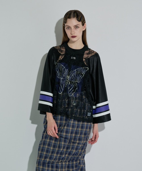 ANNA SUI NYC(アナ スイ エヌ ワイ シー)の「バタフライプリントゲームシャツ(Tシャツ/カットソー・レディース・ブラック/シルバー/ブラウン・FREE)」の7枚目の写真