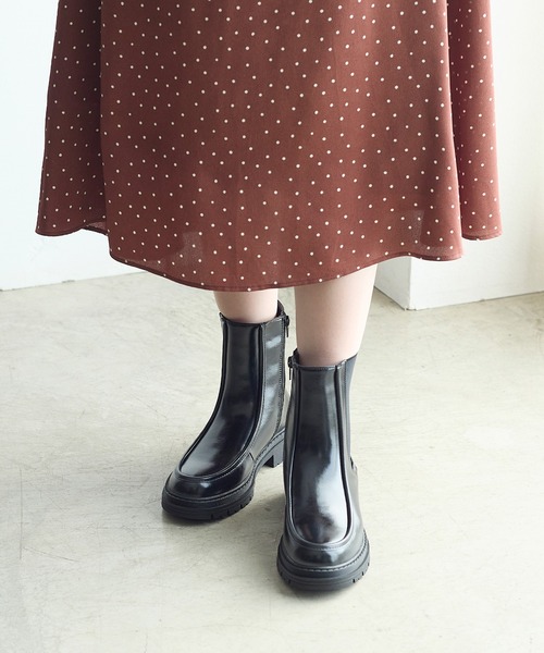 coca(ANDEX shoes product)(コカ)の「ショート丈 厚底サイドゴアブーツ(ブーツ・レディース・ブラック・SMALL/MEDIUM/LARGE)」の2枚目の写真