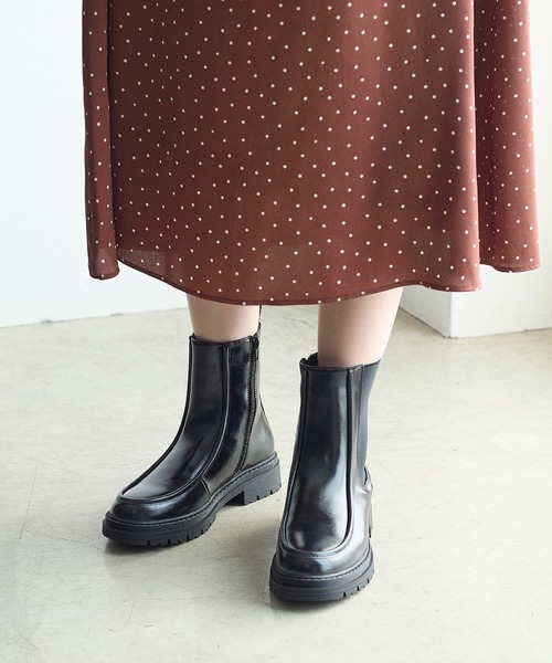 coca(ANDEX shoes product)(コカ)の「ショート丈 厚底サイドゴアブーツ(ブーツ・レディース・ブラック・SMALL/MEDIUM/LARGE)」の3枚目の写真