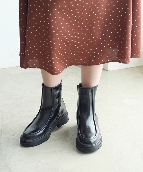 coca(ANDEX shoes product)(コカ)の「ショート丈 厚底サイドゴアブーツ(ブーツ・レディース・ブラック・SMALL/MEDIUM/LARGE)」の4枚目の写真