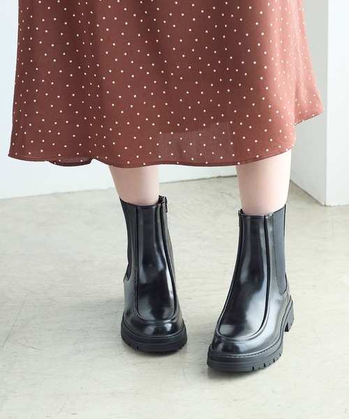 coca(ANDEX shoes product)(コカ)の「ショート丈 厚底サイドゴアブーツ(ブーツ・レディース・ブラック・SMALL/MEDIUM/LARGE)」の5枚目の写真