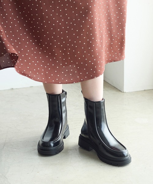 coca(ANDEX shoes product)(コカ)の「ショート丈 厚底サイドゴアブーツ(ブーツ・レディース・ブラック・SMALL/MEDIUM/LARGE)」の6枚目の写真