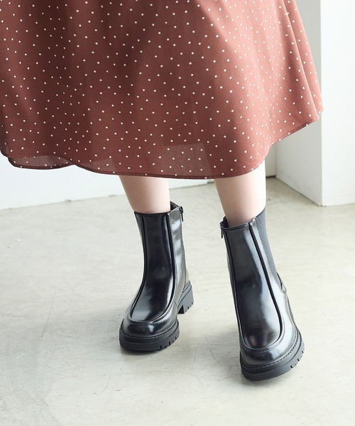 coca(ANDEX shoes product)(コカ)の「ショート丈 厚底サイドゴアブーツ(ブーツ・レディース・ブラック・SMALL/MEDIUM/LARGE)」の7枚目の写真
