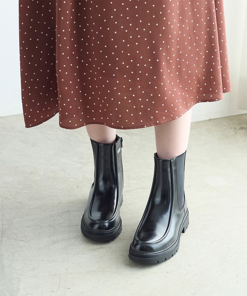 coca(ANDEX shoes product)(コカ)の「ショート丈 厚底サイドゴアブーツ(ブーツ・レディース・ブラック・SMALL/MEDIUM/LARGE)」の8枚目の写真