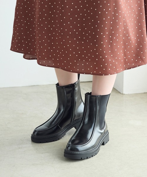 coca(ANDEX shoes product)(コカ)の「ショート丈 厚底サイドゴアブーツ(ブーツ・レディース・ブラック・SMALL/MEDIUM/LARGE)」の9枚目の写真