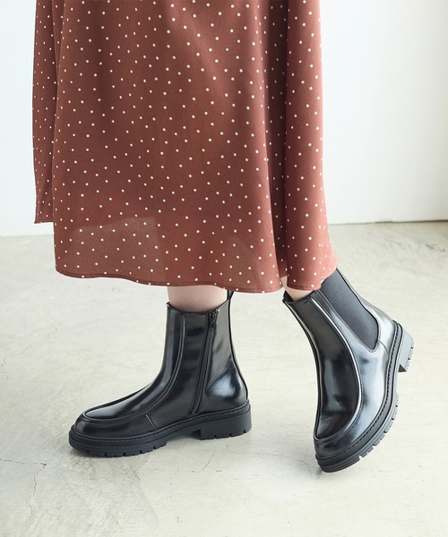 coca(ANDEX shoes product)(コカ)の「ショート丈 厚底サイドゴアブーツ(ブーツ・レディース・ブラック・SMALL/MEDIUM/LARGE)」の11枚目の写真
