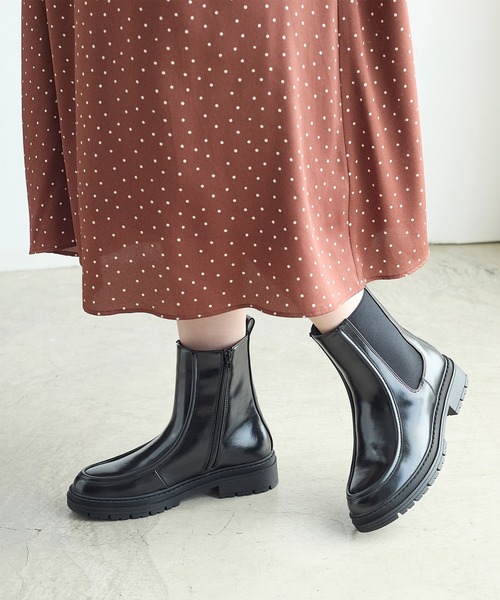 coca(ANDEX shoes product)(コカ)の「ショート丈 厚底サイドゴアブーツ(ブーツ・レディース・ブラック・SMALL/MEDIUM/LARGE)」の12枚目の写真