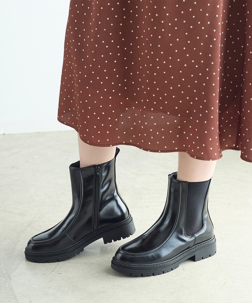coca(ANDEX shoes product)(コカ)の「ショート丈 厚底サイドゴアブーツ(ブーツ・レディース・ブラック・SMALL/MEDIUM/LARGE)」の13枚目の写真