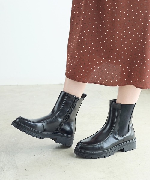 coca(ANDEX shoes product)(コカ)の「ショート丈 厚底サイドゴアブーツ(ブーツ・レディース・ブラック・SMALL/MEDIUM/LARGE)」の14枚目の写真