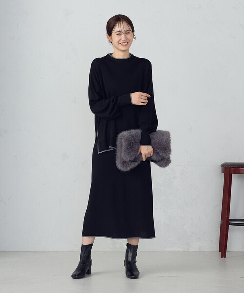 COMME CA ISM(コムサイズム)の「ライン配色 ボトルネックニットプルオーバー / セットアップ対応(ニット/セーター・レディース・ブラウン/ブラック・FREE)」の14枚目の写真