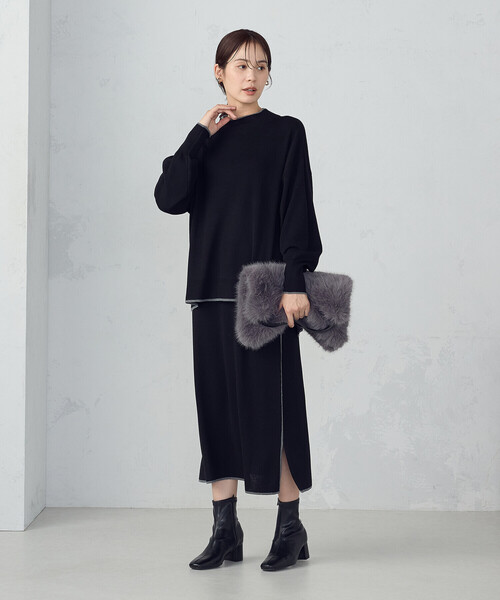 COMME CA ISM(コムサイズム)の「ライン配色 ボトルネックニットプルオーバー / セットアップ対応(ニット/セーター・レディース・ブラウン/ブラック・FREE)」の15枚目の写真