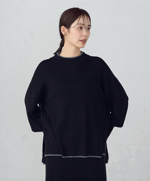 COMME CA ISM(コムサイズム)の「ライン配色 ボトルネックニットプルオーバー / セットアップ対応(ニット/セーター・レディース・ブラウン/ブラック・FREE)」の18枚目の写真
