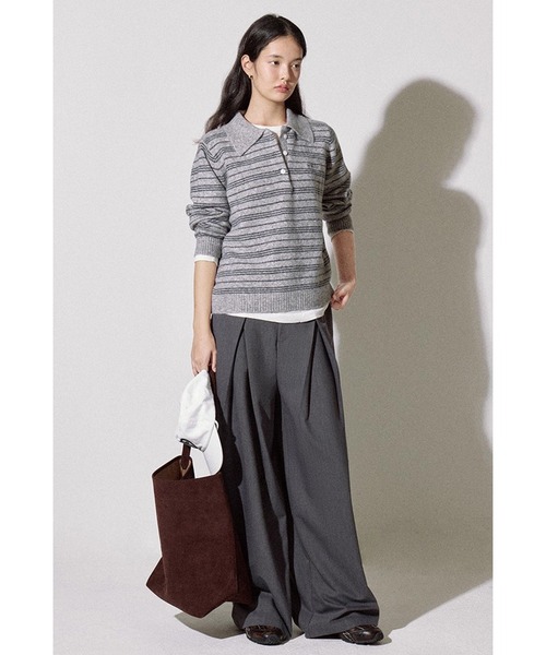 Fano Studios（ファノ ストゥディオズ）の「レースウエスト ダブルタック ワイドスラックス FQ25K012【Fano Studios】【2025AW】（スラックス・レディース・グレー・L/M/S）」の3枚目の写真