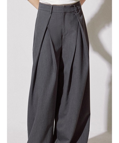 Fano Studios（ファノ ストゥディオズ）の「レースウエスト ダブルタック ワイドスラックス FQ25K012【Fano Studios】【2025AW】（スラックス・レディース・グレー・L/M/S）」の8枚目の写真