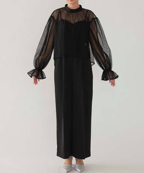 haremode（ハレモード）の「シアートップスオールインワンドレス（ドレス・レディース・チャコール/ブラック/ベージュ・S/M）」の8枚目の写真