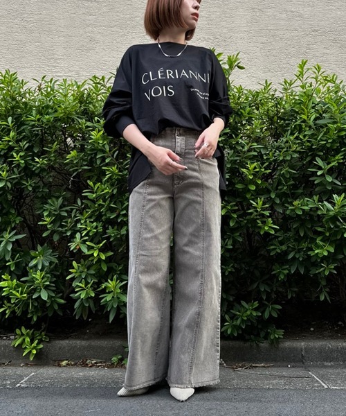 JETSET SOLO PLUS （ジェットセットソロプラス）の「【FONT LAB】フロッキーロゴシルケットロングTシャツ（Tシャツ/カットソー・レディース・オフホワイト・FREE）」の5枚目の写真