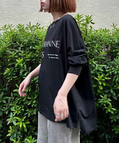 JETSET SOLO PLUS （ジェットセットソロプラス）の「【FONT LAB】フロッキーロゴシルケットロングTシャツ（Tシャツ/カットソー・レディース・オフホワイト・FREE）」の7枚目の写真