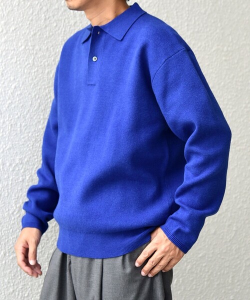 モンブラン⭐︎オーガニックコットンボタンニット　ships ネイビー　M Greyson Men's Maltese Blue Sebonack 1/4 Zip Sweater