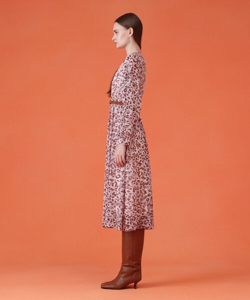 セール】レオパードプリントフリルスリーブワンピース（ワンピース