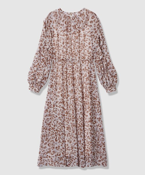 セール】レオパードプリントフリルスリーブワンピース（ワンピース